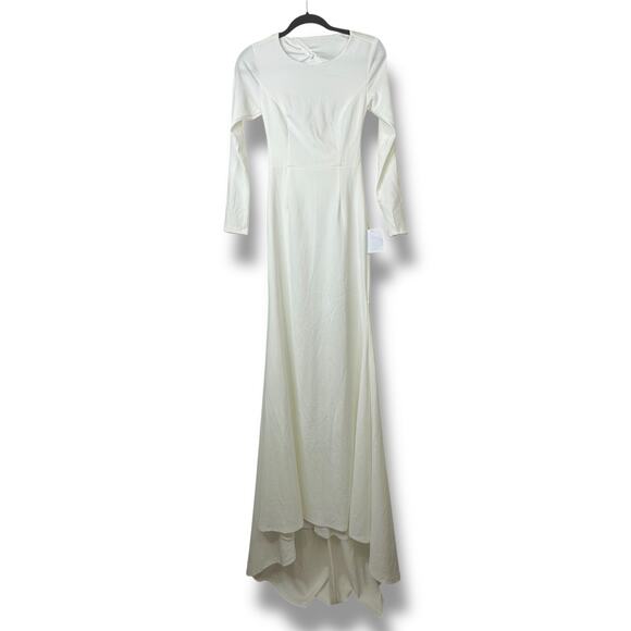 Lulus Bridal NWT Eloquent Endearment White Long Sleeve Backless Maxi Gown Dress - Picture 4 of 10